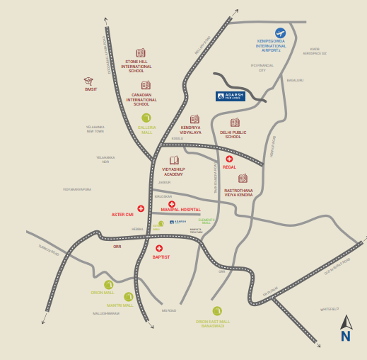 Adarsh Palm Acres Phase 3 Location Map